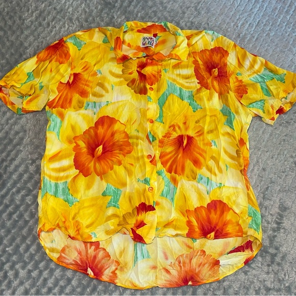 Jams World Shirts Jams World Hibiscus Button Up Hawaiian Shirt Top